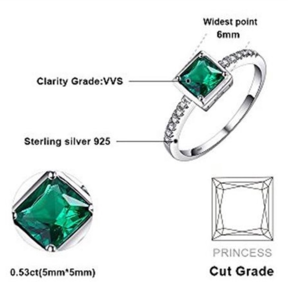0.53ct Princess Cut Emerald Ring - Picture 7 of 7